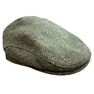 Mucros Weavers Trinity Wool Cap Herringbone Tweed Newsboy Ireland Flat Green Men